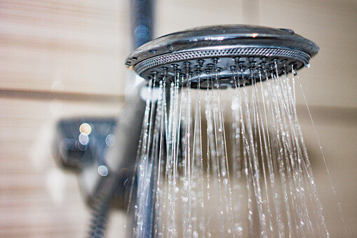 soft water coming out of shower head
