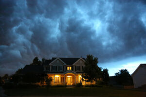 lights on in a home during a storm