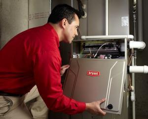 technician installing heating product