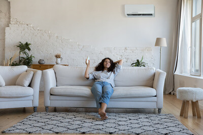 Ductless system installed in living room